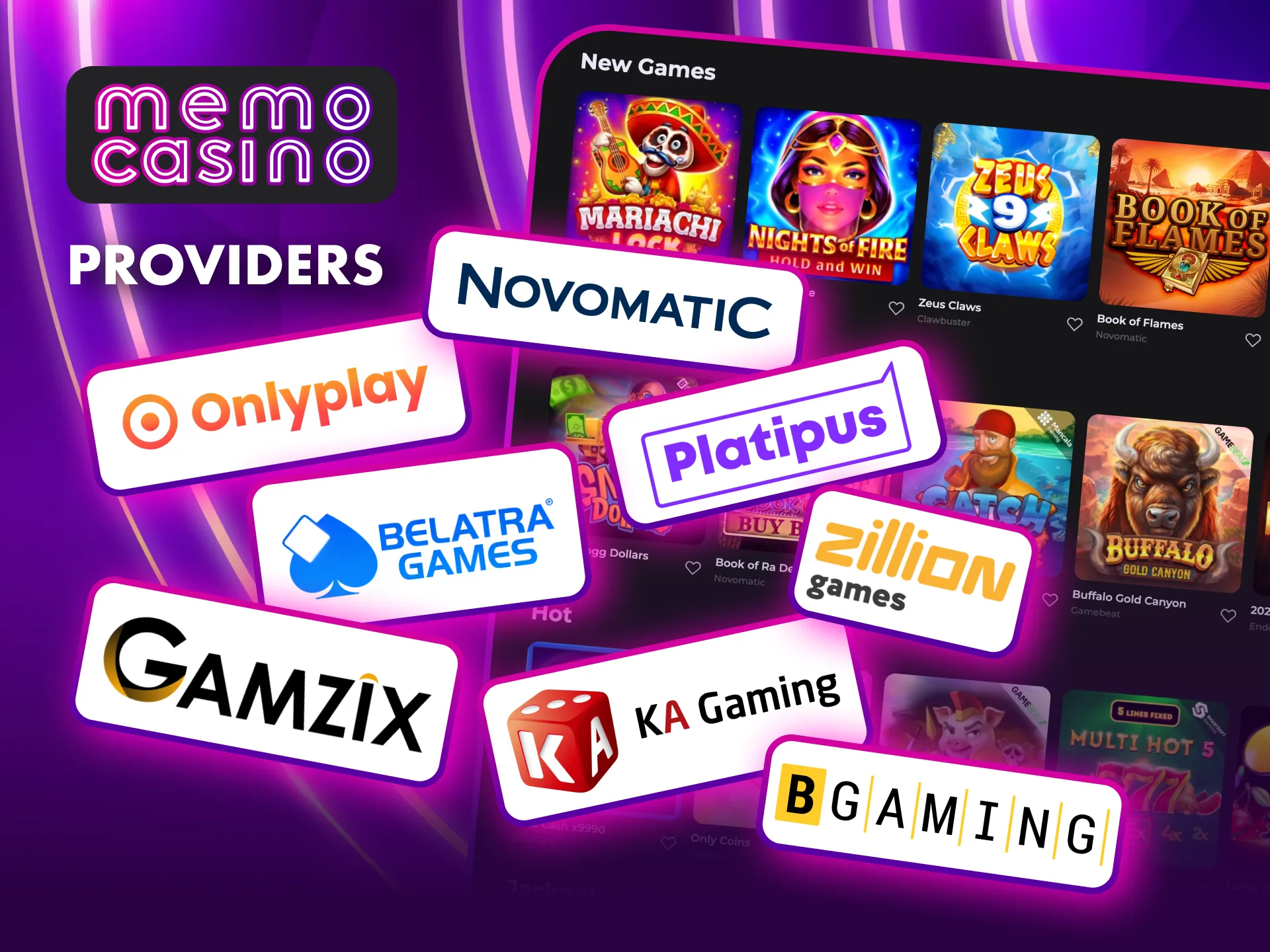 Memo Casino collaborates with 37 trusted game developers.
