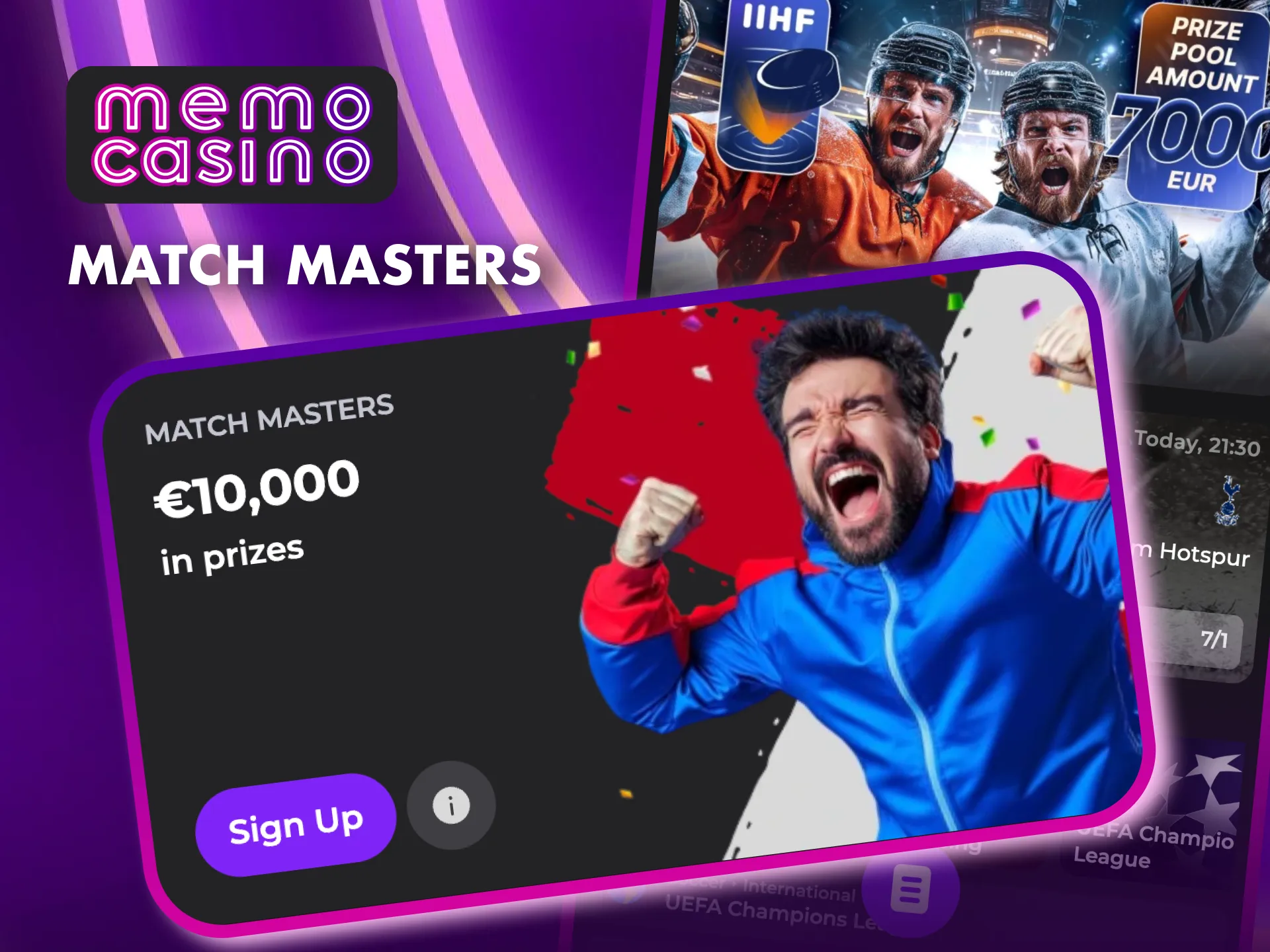 Win weekly prizes and climb the leaderboard in Match Masters at Memo Casino.