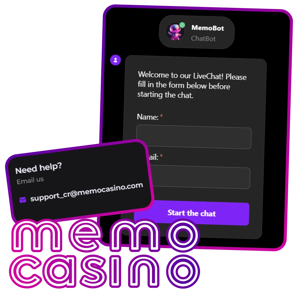 Contact the Memo Casino support team via email or live chat.