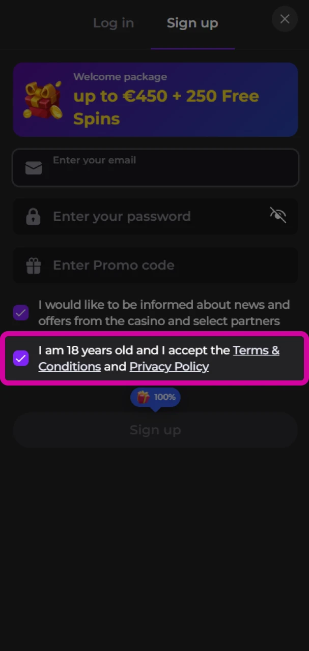 Agree to Memo Casino's website terms and conditions.