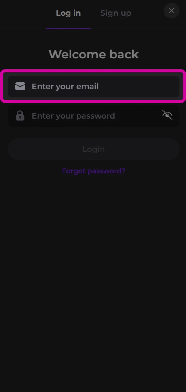 Enter your email to log in to your Memo Casino account.