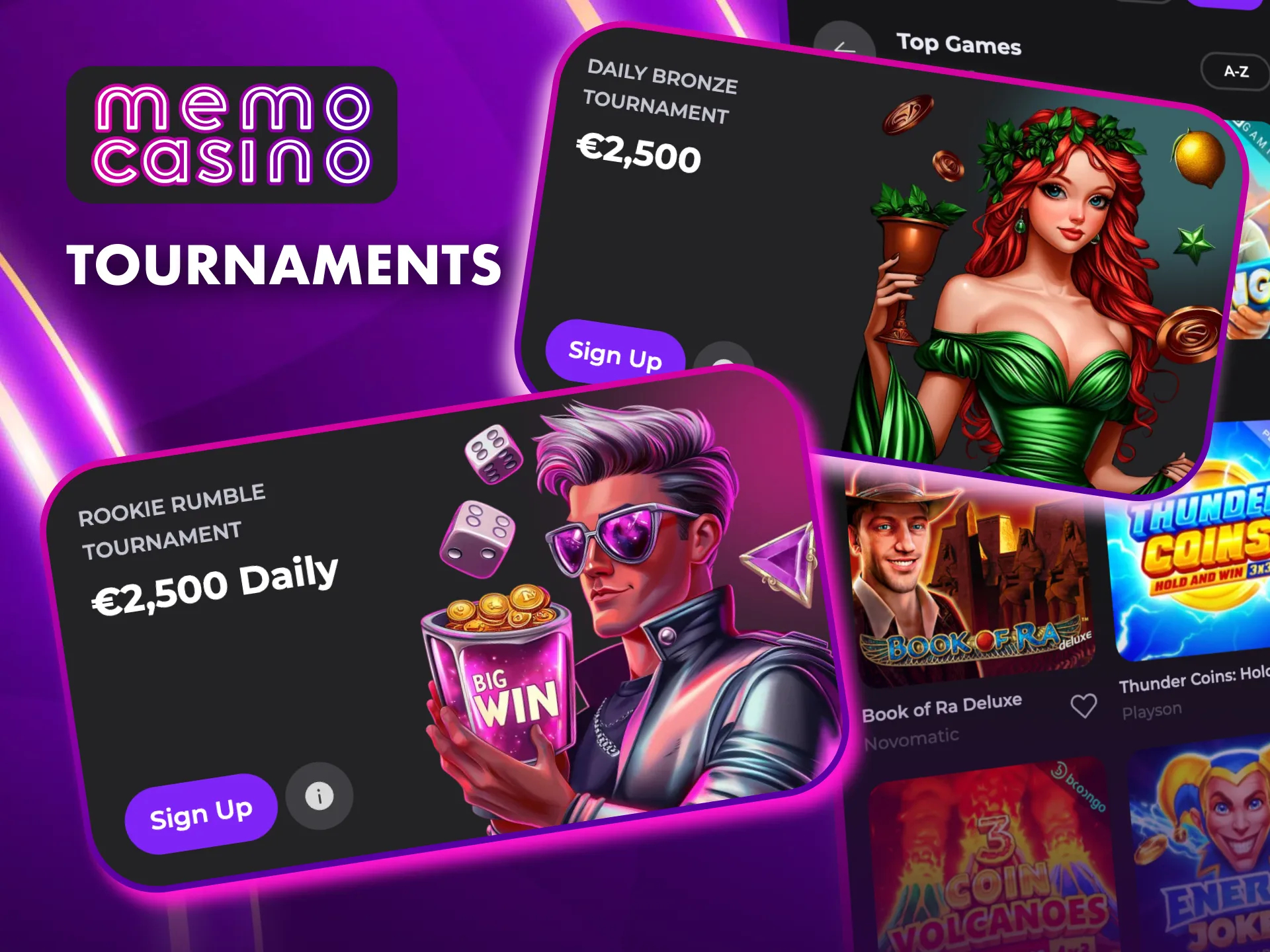 Join Memo Casino tournaments and compete for massive prize pools.