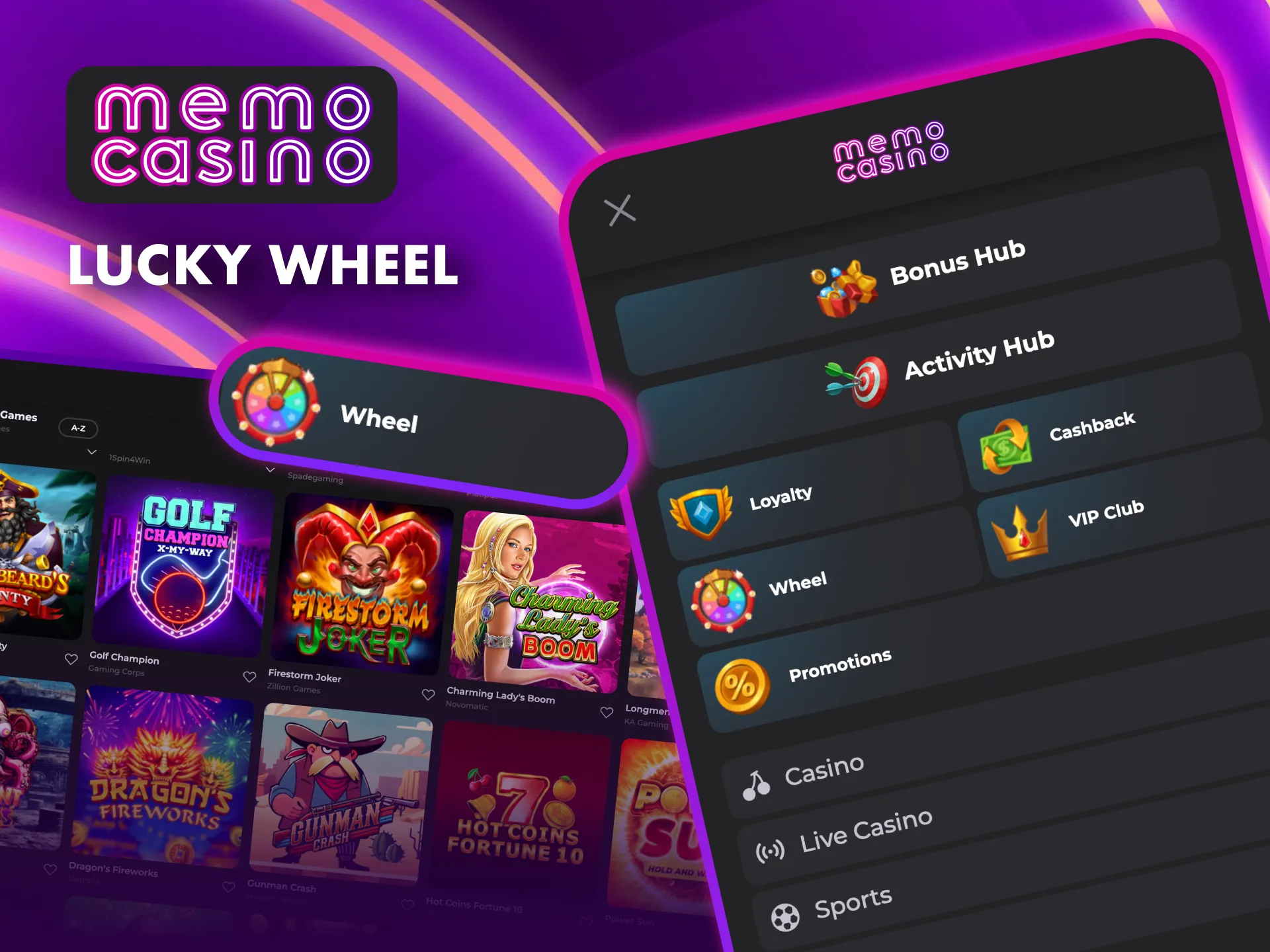 Get a Lucky Wheel spin as a Loyalty Program reward and enjoy extra perks at Memo Casino.