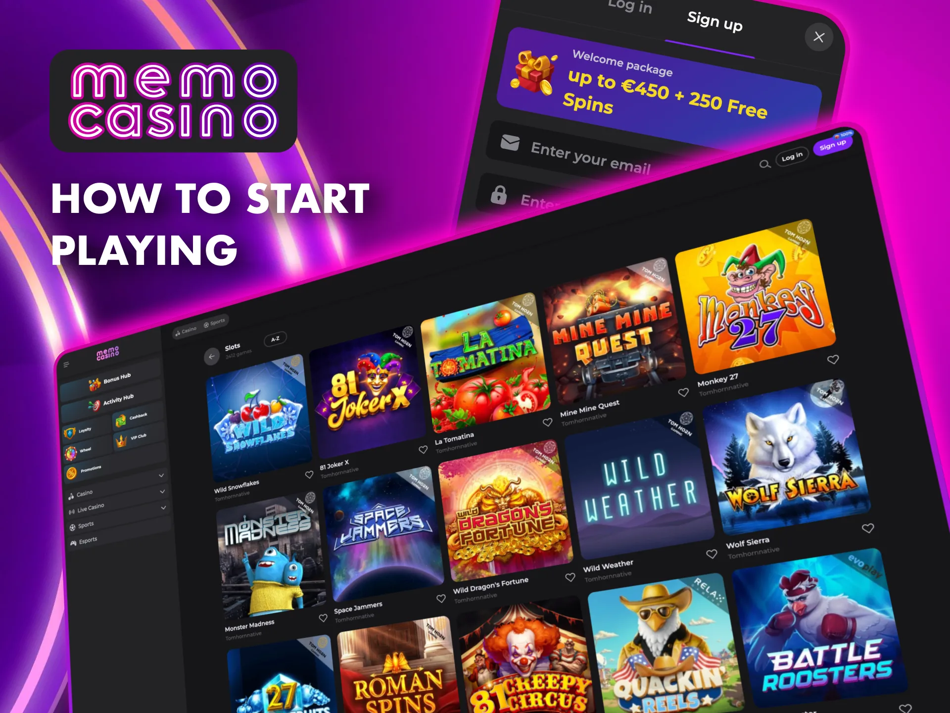 Create an account at Memo Casino, fund it, and start spinning your favorite slot reels instantly.